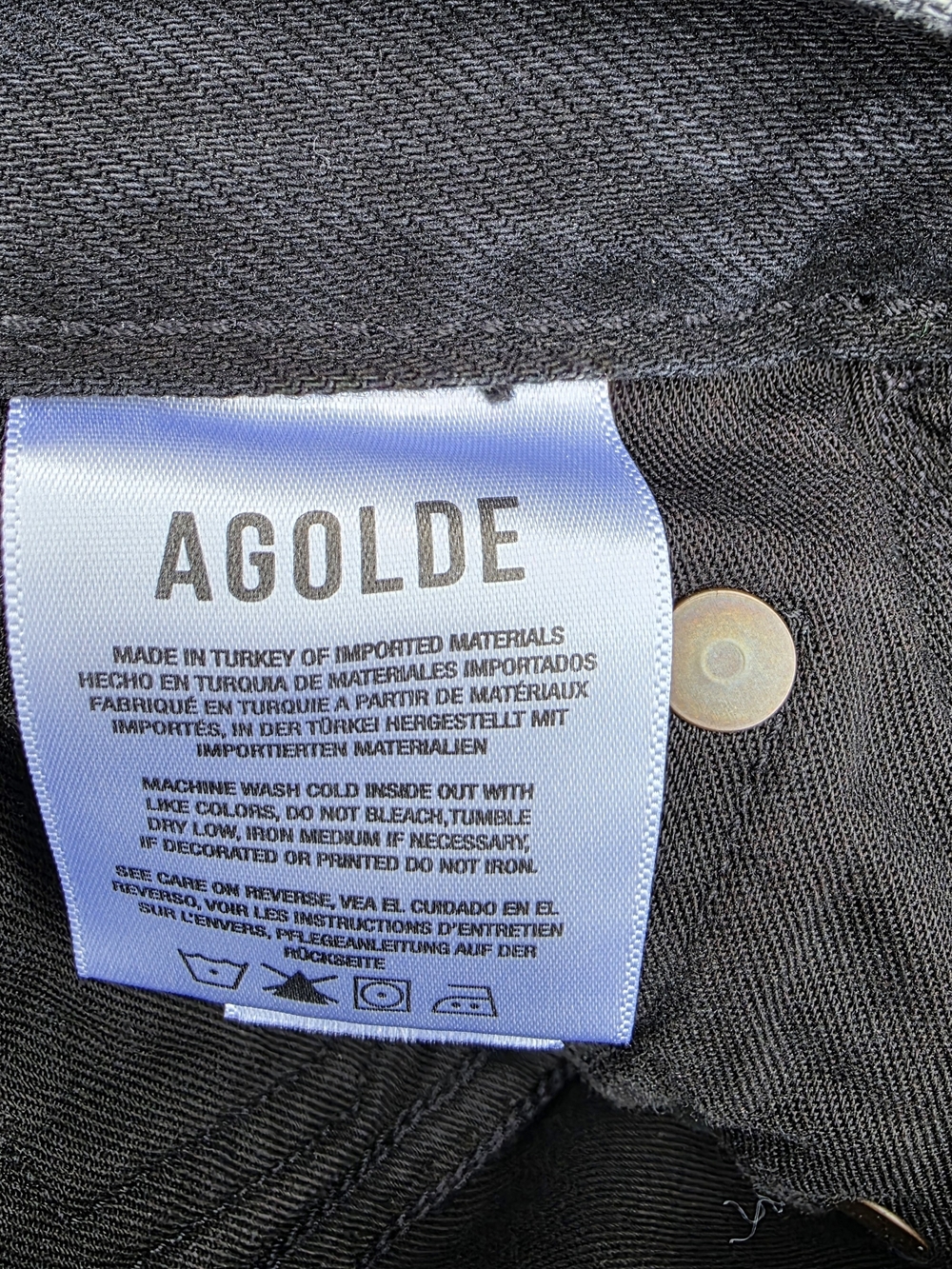 AGOLDE Black High-Rise Parker Long Denim Shorts Size 24 - Picture 5 of 7